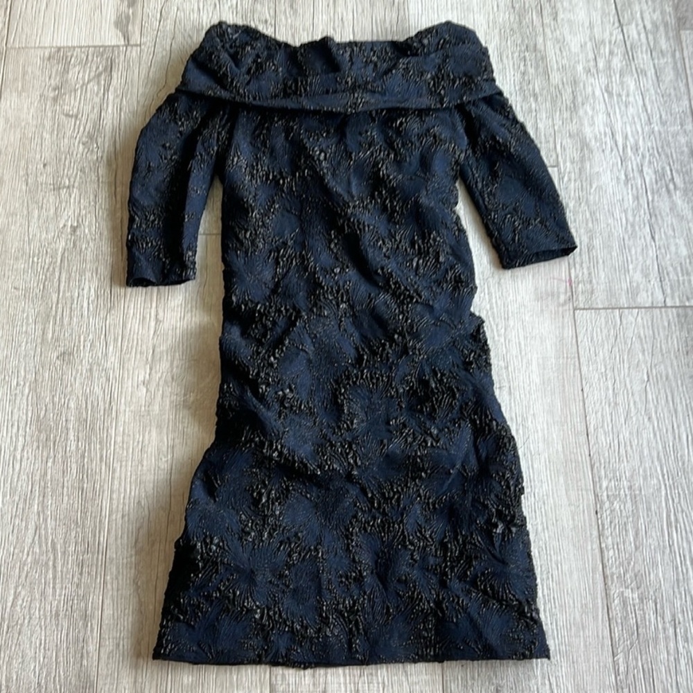 Carolina Herrera Midnight Blue Embroidered Dress